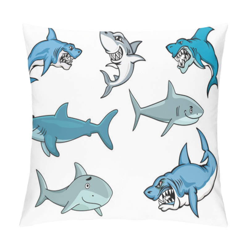 Personality  Cartoon Sharks With Various Expressions Pillow Covers