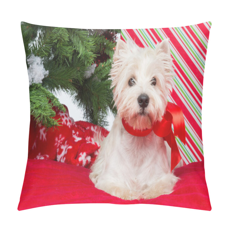 Personality  Westie Under New Year Tree Pillow Covers