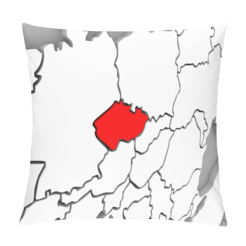 Personality  Central Europe Map Czech Republic Targeted In Red Pillow Covers