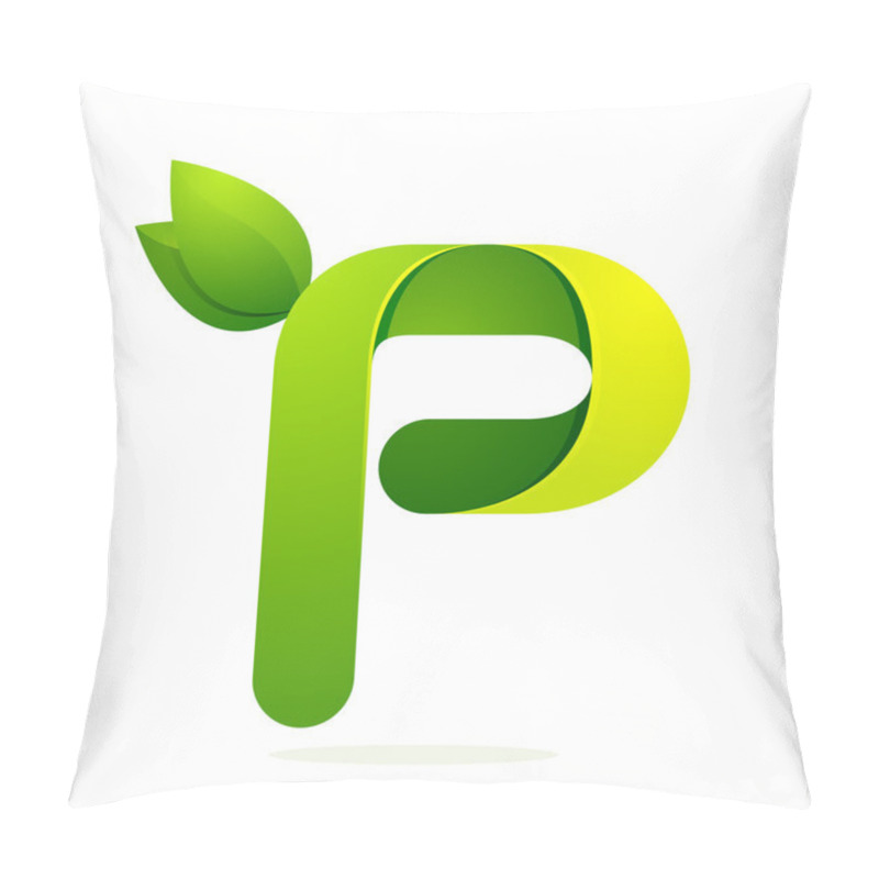 Personality  P Letter With Green Leaves Pillow Covers