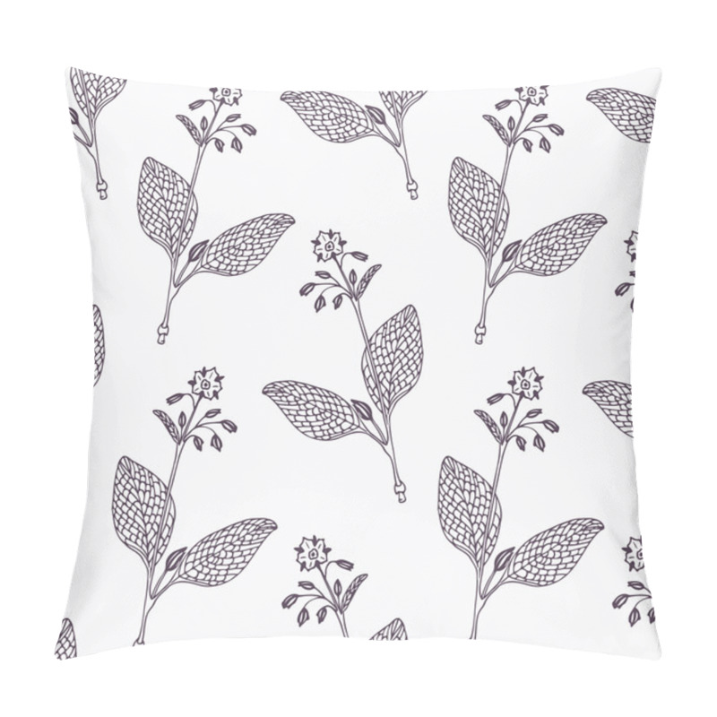 Personality  Hand Drawn Borage Branch Outline Seamless Pattern Pillow Covers