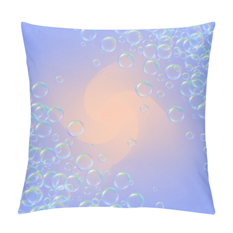 Personality  Soap Foam On Gradient Background. Realistic Water Bubbles 3d. Cool Rainbow Colored Liquid Foam With Shampoo Bubbles. Cosmetic Flyer And Invite. Soap For Bath And Shower. Vector EPS10. Pillow Covers