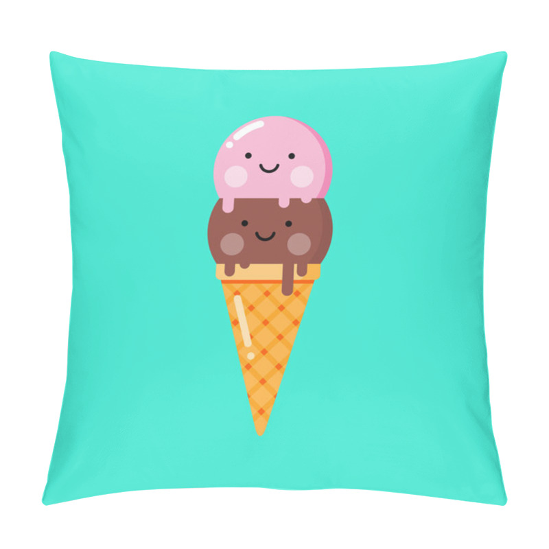 Personality  Cartoon Ice Cream. Vector Illustration. Pillow Covers