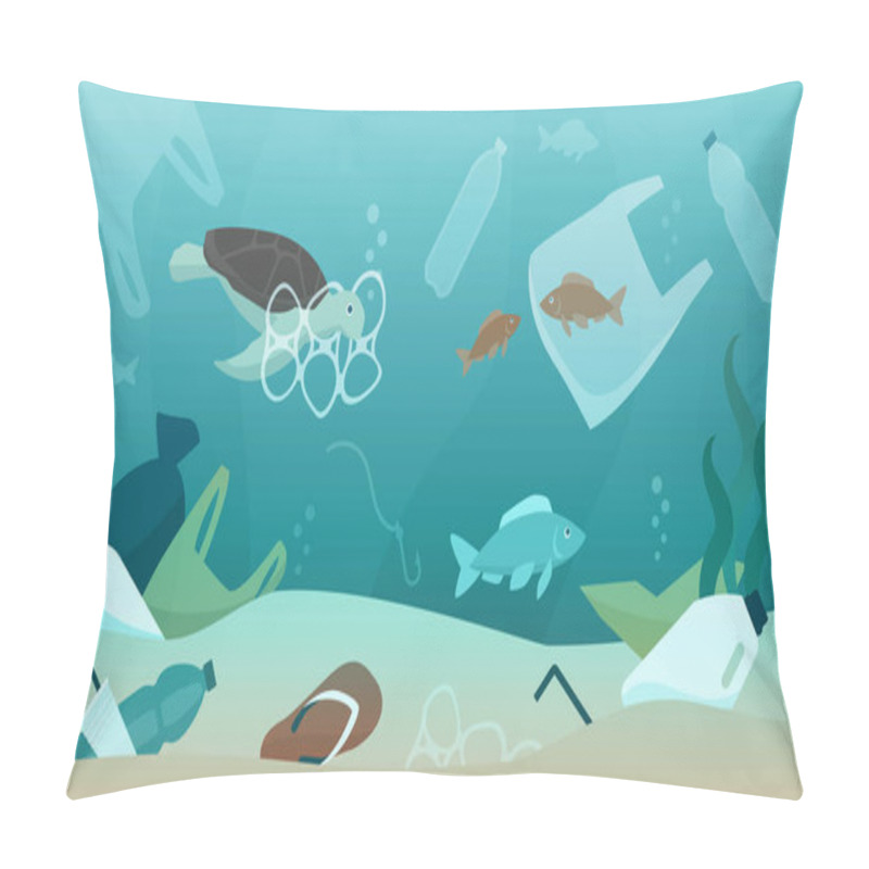 Personality  Ocean Pollution Impact On Ecosystem And Wildlife Animals, Sustainability And Environmental Protection Concept Pillow Covers