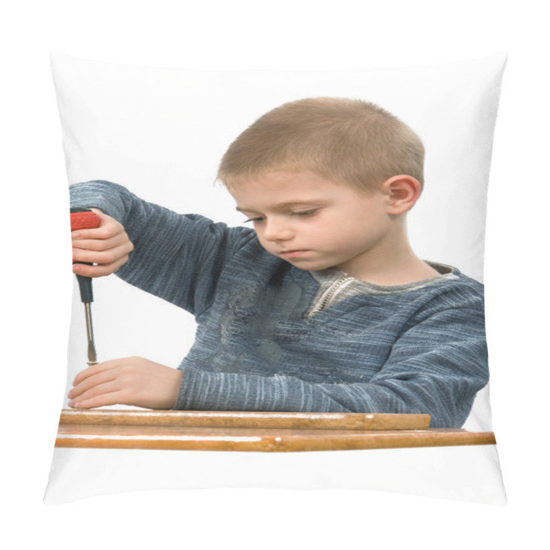 Personality  A Boy With A Screwdriver Pillow Covers