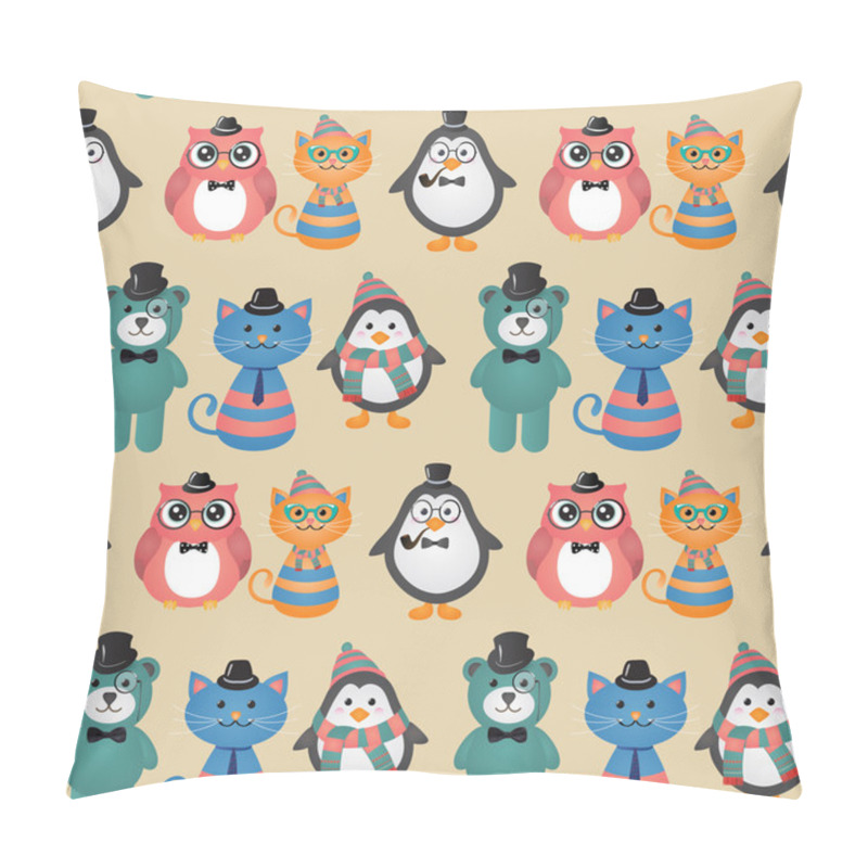 Personality  Hipster Animals & Pets Seamless Background Pillow Covers