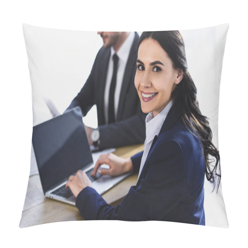 Personality  Smiling Businesswoman Pillow Covers