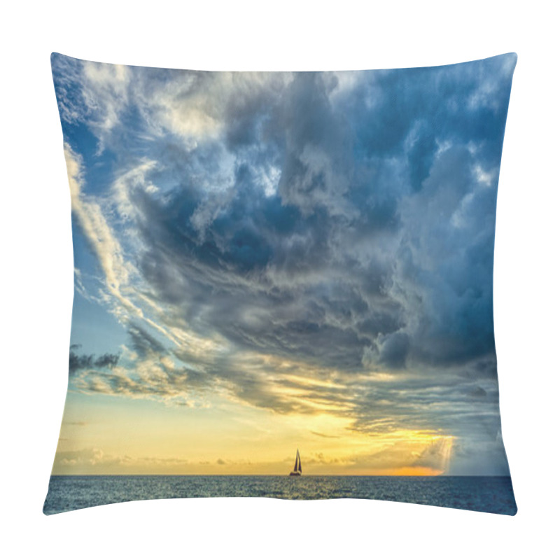 Personality  A Storm Is Looming Overhead As A Small Boat Moves Toward The The Shining Light Pillow Covers