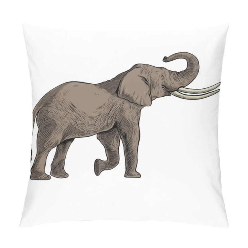 Personality  Hand Drawn African Elephants With Black Line Art Pillow Covers