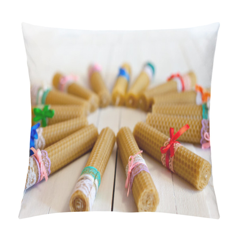 Personality  The Candle Made Of Beeswax Comb - Background Pillow Covers