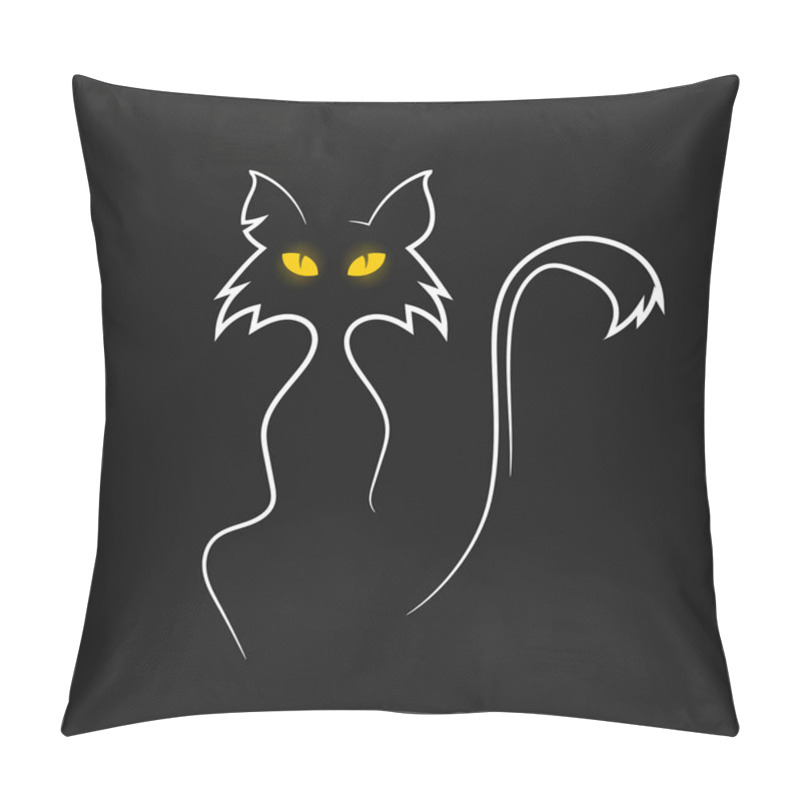 Personality  Vector Illstration Of Cat On Black Background. Isolated. Pillow Covers