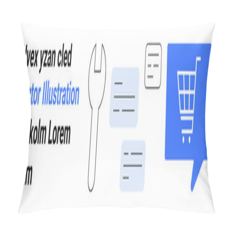 Personality  Wrench, Chat Bubbles, Shopping Cart Symbol, And Text Snippets. Ideal For E-commerce, Customer Support, Technical Services, Online Shopping, Tools, Digital Communication, And Landing Pages. Landing Pillow Covers