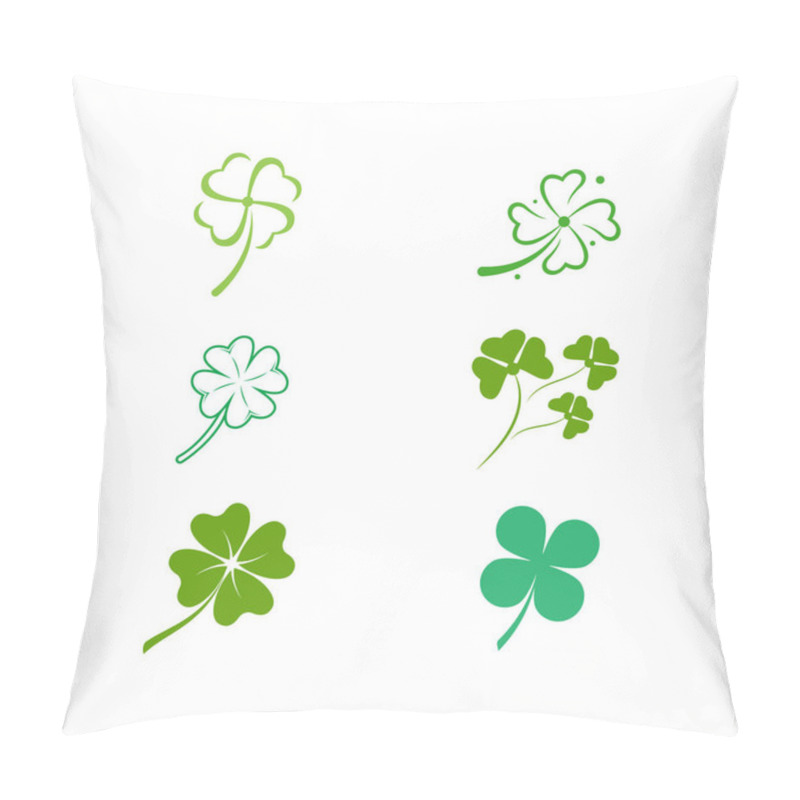 Personality  Green Clover Leaf Icon Template Design Vector Pillow Covers