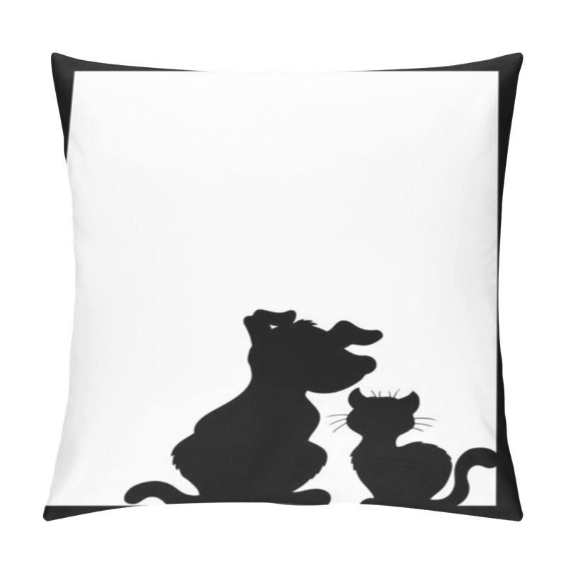 Personality  Frame With Cat And Dog Silhouette Pillow Covers