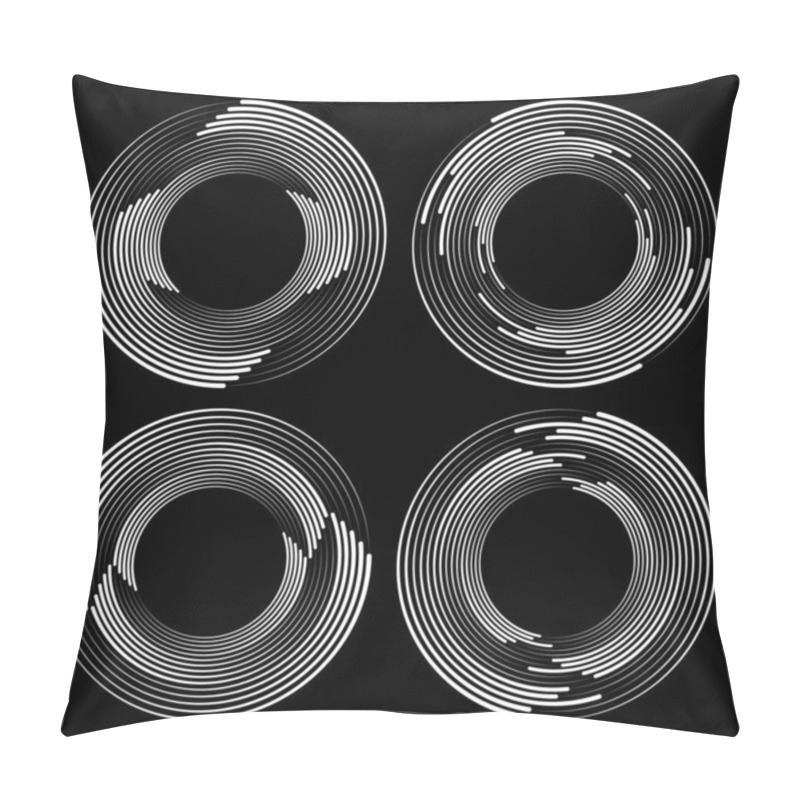 Personality  Set Of White Abstract Speed Lines In Circle Forms Pillow Covers