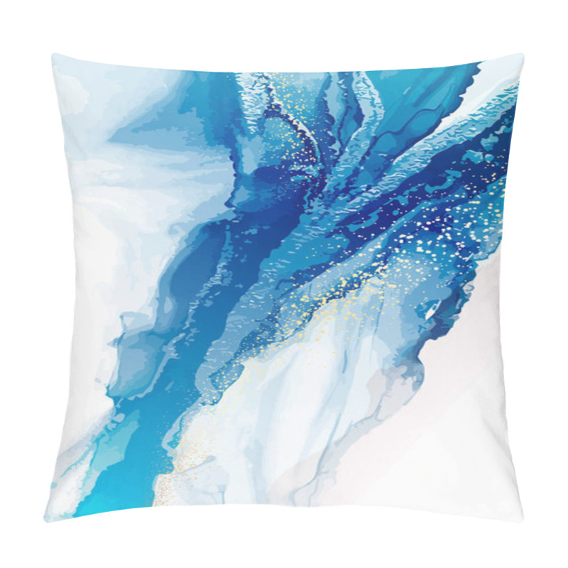 Personality  Watercolor Acrylic Ink Creative Navy Blue Minimalist Hand Painted Liquid Flow For Wall Decoration, Postcard Or Brochure Design  Pillow Covers