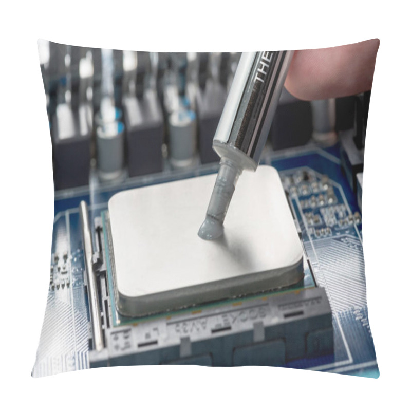 Personality  Abstract,close Up Of Mainboard Electronic Computer Background.(logic Board,cpu Motherboard,Main Board,system Board,mobo) Pillow Covers