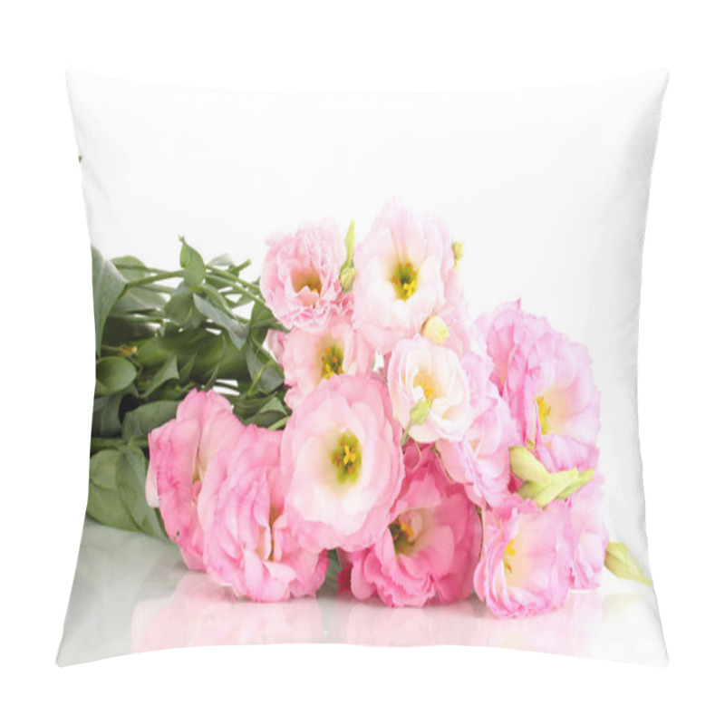 Personality  Bouquet Of Eustoma Flowers, Isolated On White Pillow Covers