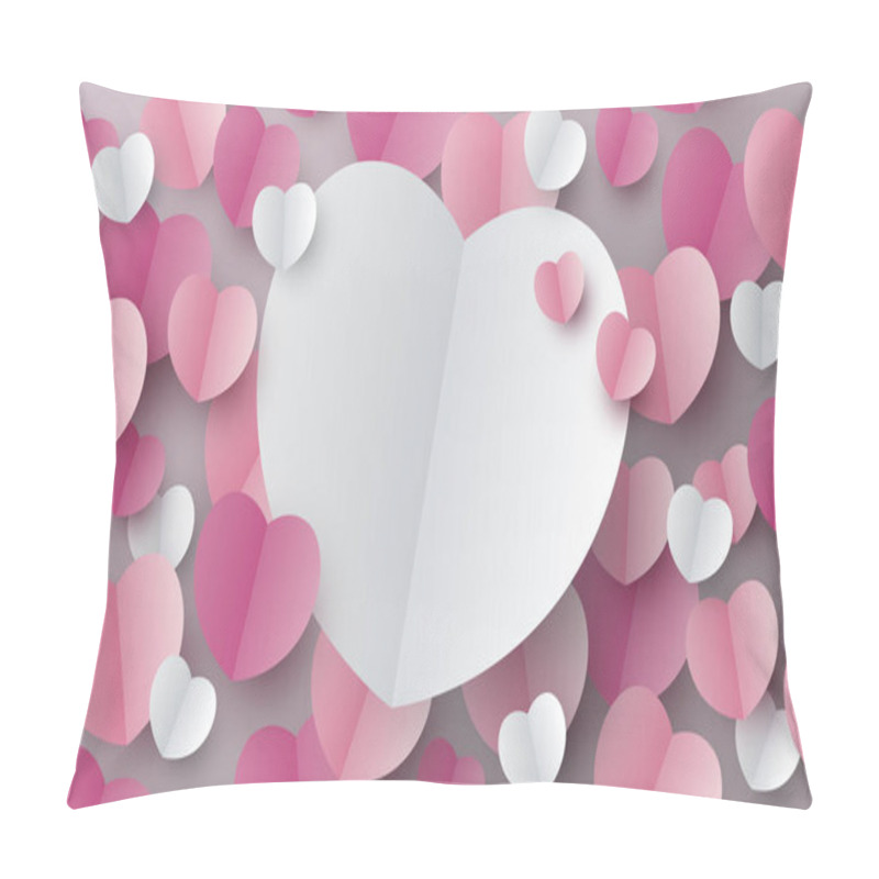 Personality  Valentines Day Background Design Of Paper Hearts With Copy Space Vector Illustration Pillow Covers