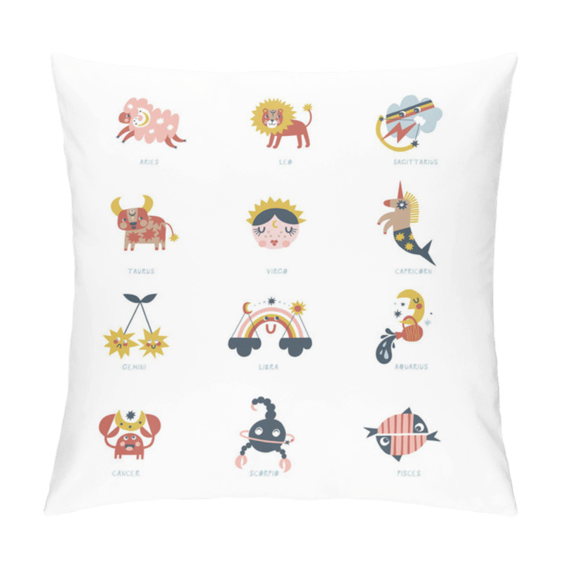 Personality  All Zodiac Character Clip Art Set Isolated On White Pillow Covers