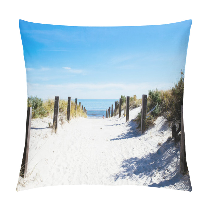 Personality  Beach Path With Wooden Fence Pillow Covers