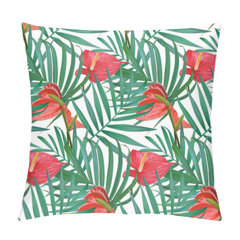 Personality  Vector Tropical Flowers And Palm Leaves Seamless Pattern.  Pillow Covers