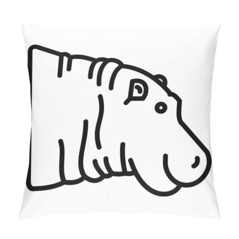 Personality  Hippopotamus Vector Icon, Lineal Style Icon, From Animal Head Icons Collection, Isolated On White Background. Pillow Covers