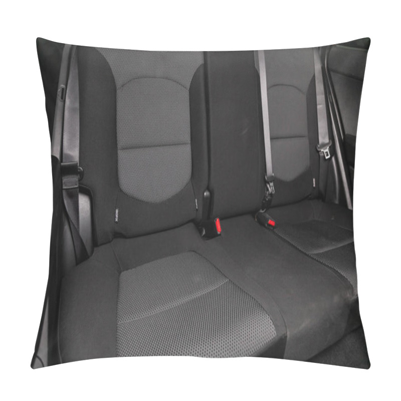 Personality  Novosibirsk, Russia  August 01, 2019:   Hyundai Creta, Black Interior Design, Car Passenger And Driver Seats With Seats Belt.  Pillow Covers