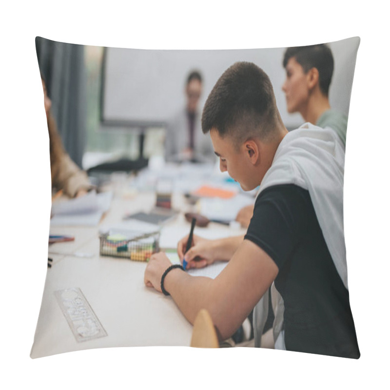 Personality  A Group Of Students Actively Participates In A Collaborative Learning Session In A Classroom Setting, Emphasizing Teamwork And Academic Focus. The Image Captures The Essence Of Modern Education. Pillow Covers