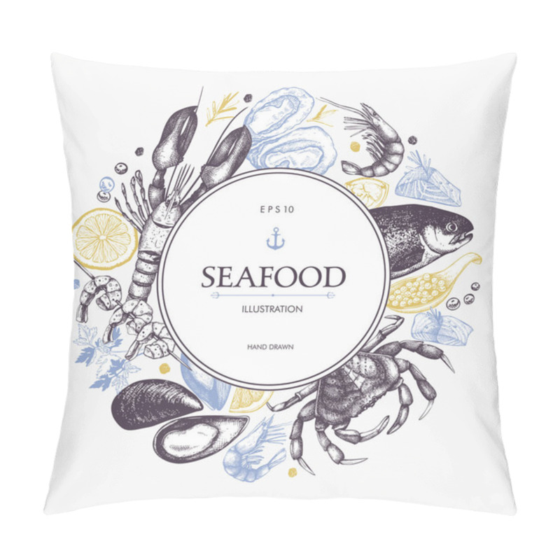 Personality  Seamless Seafood Menu Pillow Covers