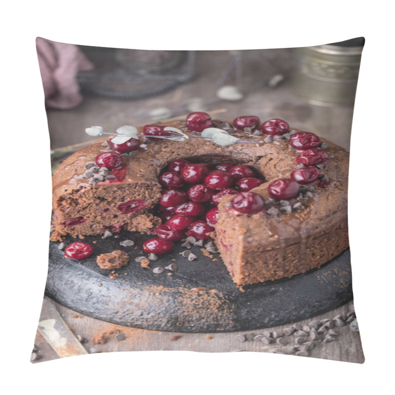 Personality  Chocolate Cherry Cake For Winter Holidays.  Pillow Covers