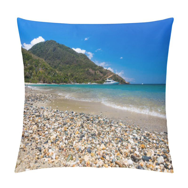 Personality  Aninuan Beach, Puerto Galera, Oriental Mindoro In The Philippines, Landscape View With Cobbles And Shells At The Foreground. Pillow Covers