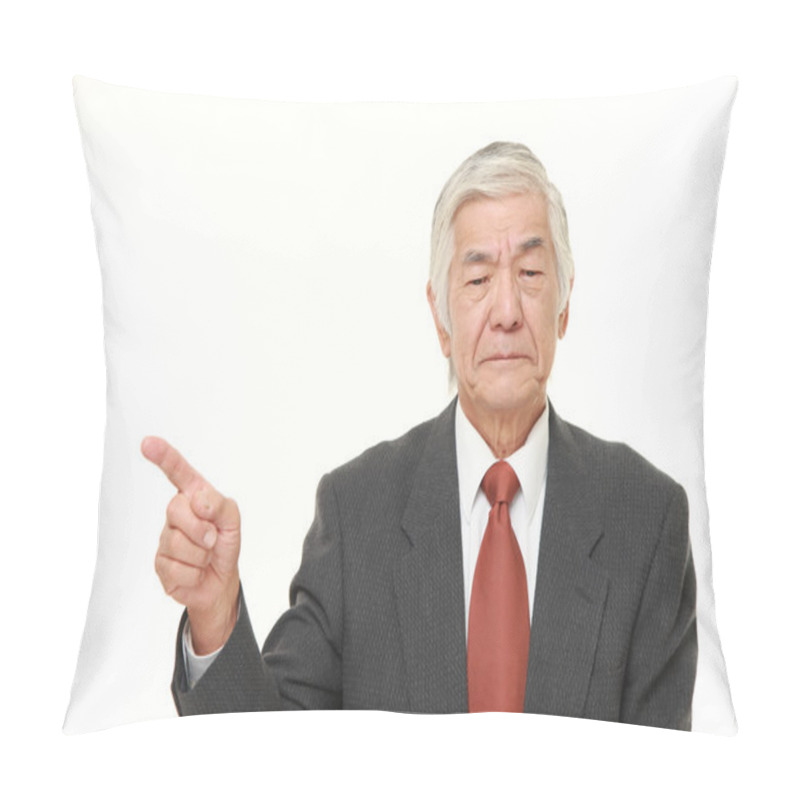 Personality  Senior Japanese Businessman Doubting Pillow Covers