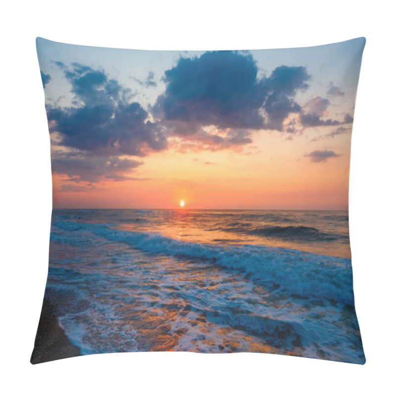 Personality  Beautiful Sunset On An Empty Sandy Beach. Pillow Covers