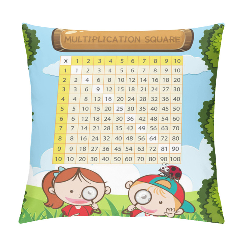 Personality  Math Multiplication Square With Kids Illustration Pillow Covers