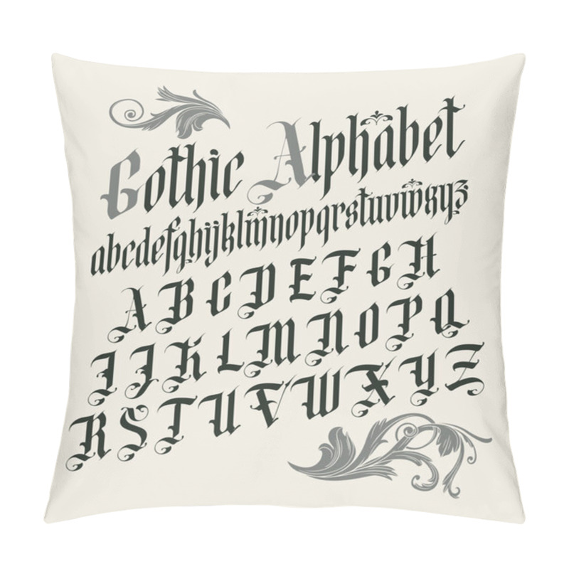 Personality  Gothic Font. Full Set Of Capital Letters Of The English Alphabet In Vintage Style. Medieval Latin Letters. Vector Calligraphy And Lettering. Suitable For Tattoo, Label, Headline, Poster Pillow Covers