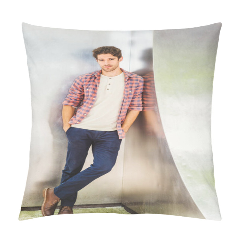 Personality  Young American Man With Little Beard Relaxing Outside  Pillow Covers