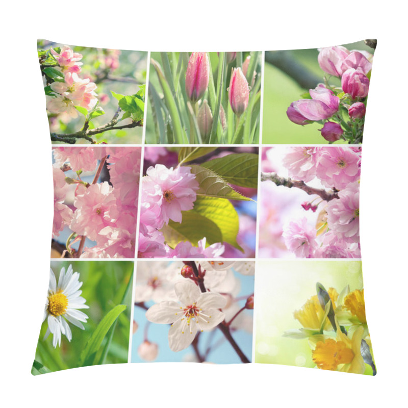 Personality  Beautiful Spring Flowers Collage, Nine Photos Pillow Covers