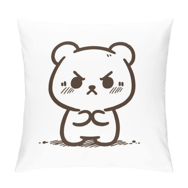 Personality  Angry Bear Kawaii Sketch: Cute And Fierce Character Art Pillow Covers