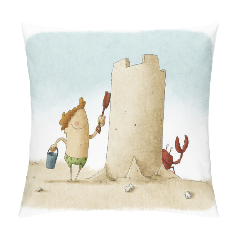 Personality  Boy Builds Sand Castle Pillow Covers