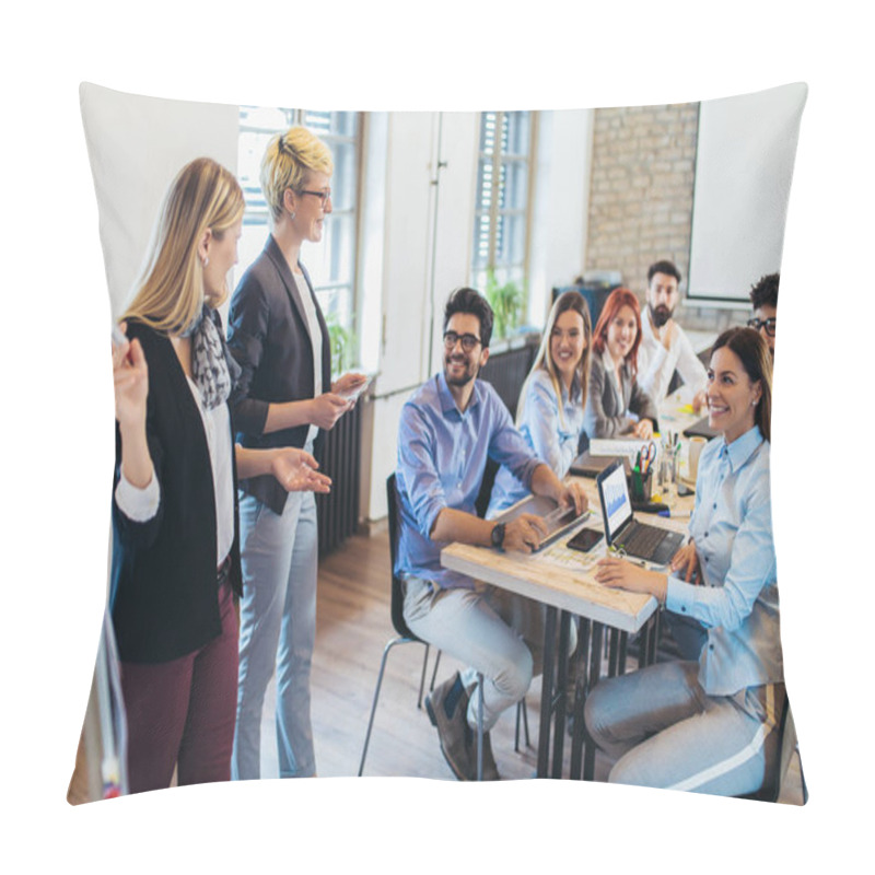 Personality  Business Colleagues In Conference Meeting Room During Presentation Pillow Covers