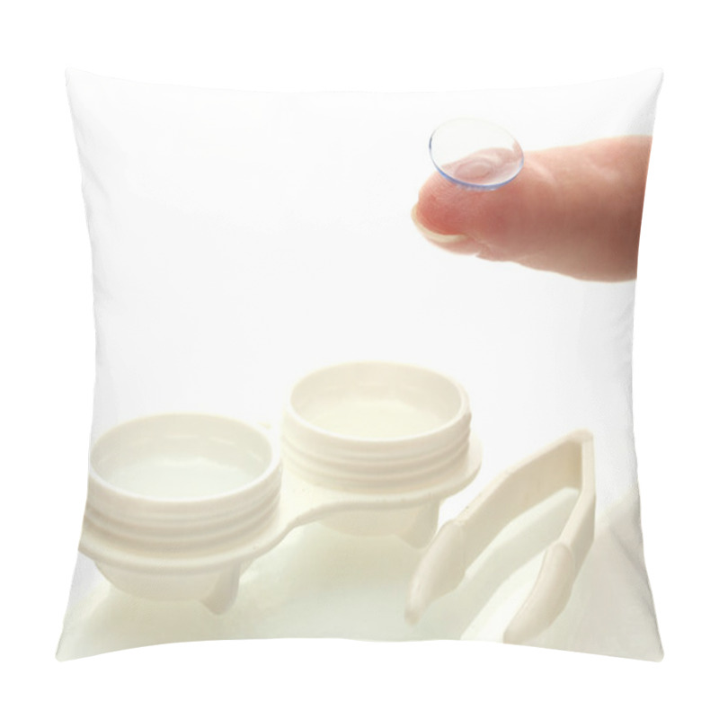 Personality  Contact Lenses In Containers And Tweezers, Isolted On White Pillow Covers