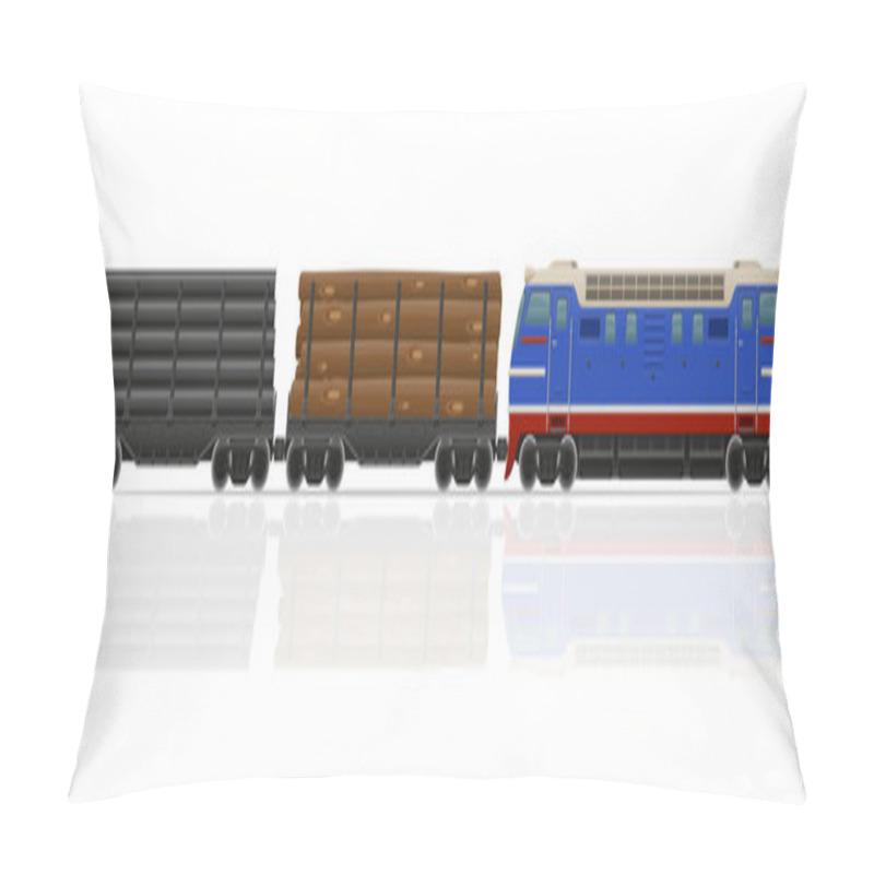 Personality  Railway Train With Locomotive And Wagons Vector Illustration Pillow Covers