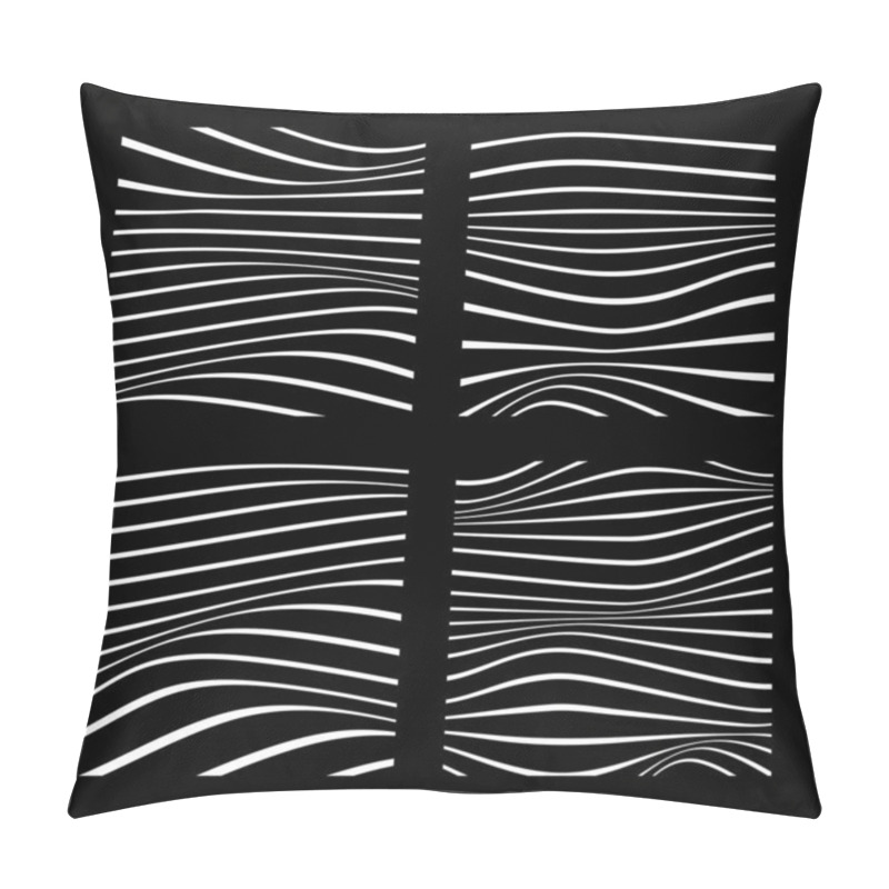 Personality  Set Of 4 Abstract Backgrounds With Wavy Lines. Minimalist Black And White Abstract Design. Vector Illustration. Pillow Covers