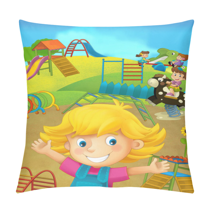 Personality  Cartoon Children Having Fun On A Playground Pillow Covers