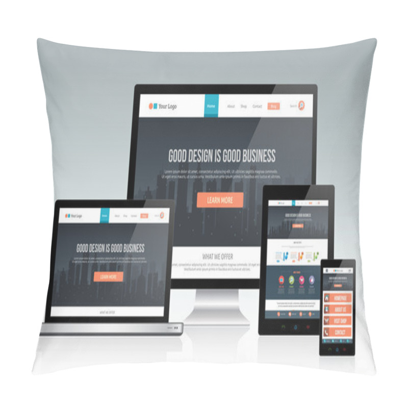 Personality  Responsive Website Design Pillow Covers