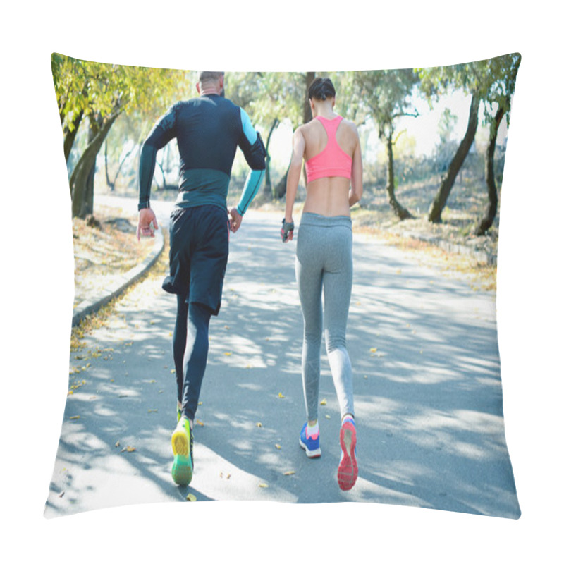 Personality  Couple Jogging In The Park Pillow Covers