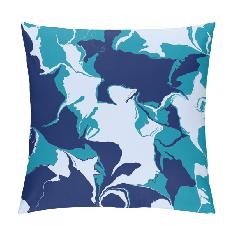 Personality  Abstract Digital Artwork Featuring A Marble-like Background In Various Shades Of Blue, Teal, And Navy Pillow Covers