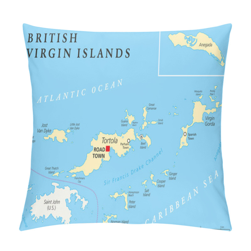 Personality  British Virgin Islands Political Map Pillow Covers