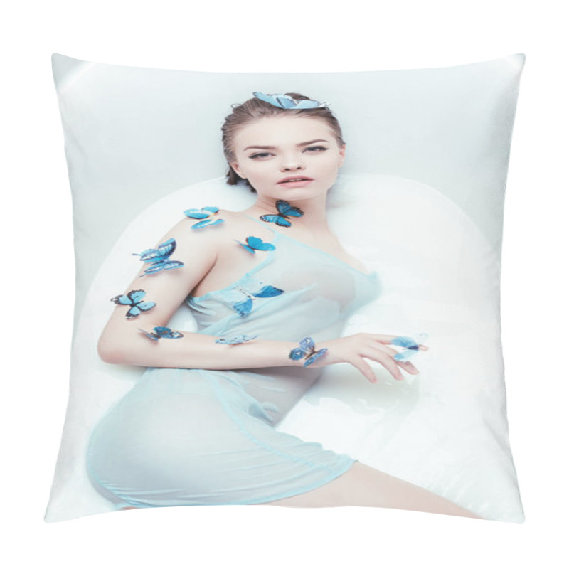 Personality  Sensual Woman With Butterflies Pillow Covers